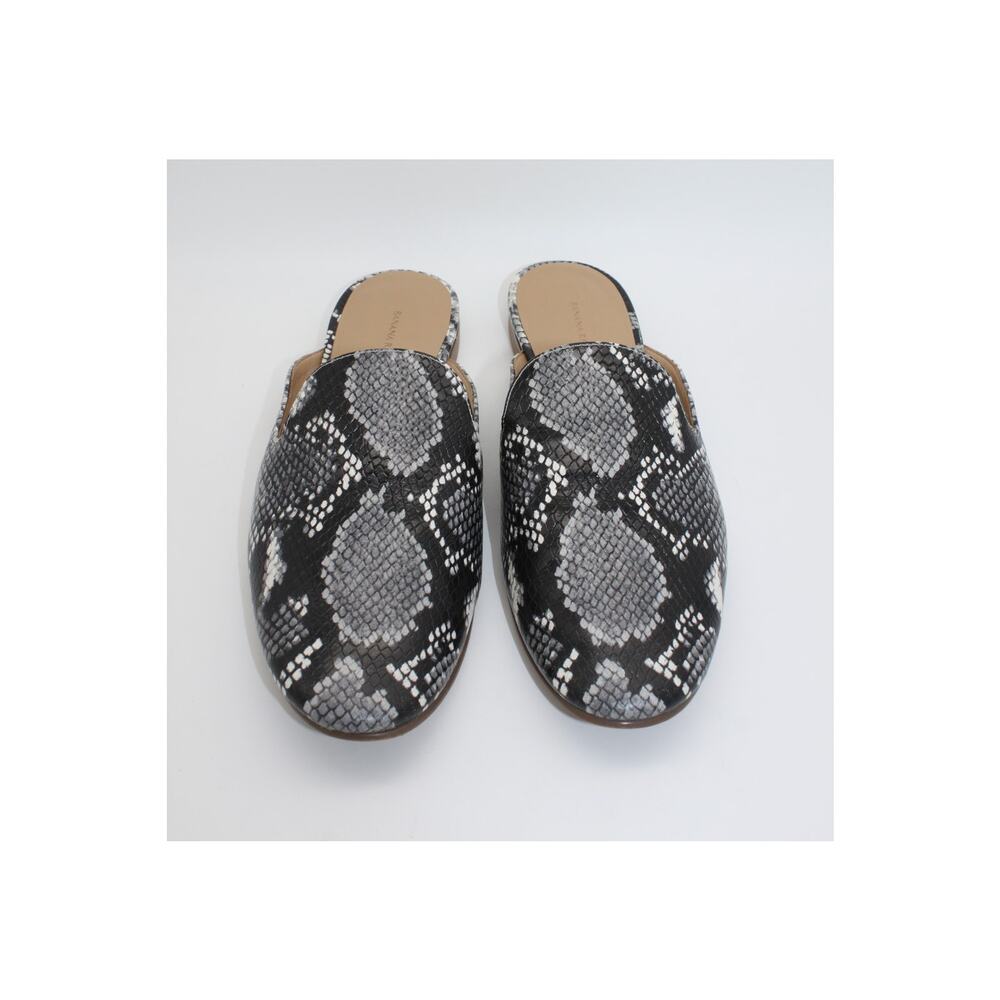 Banana Republic Black Gray White Snakeskin Demi Casual Mule Slip On Shoes Size 9